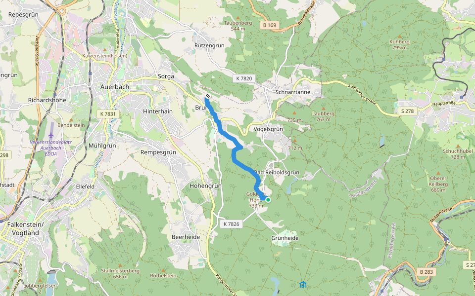 Ww Zöbischhaus - Brunn walking route map in Auerbach/Vogtland