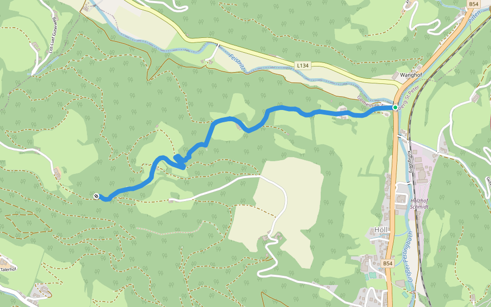 Höll - Saurerhütte walking route map in Höll