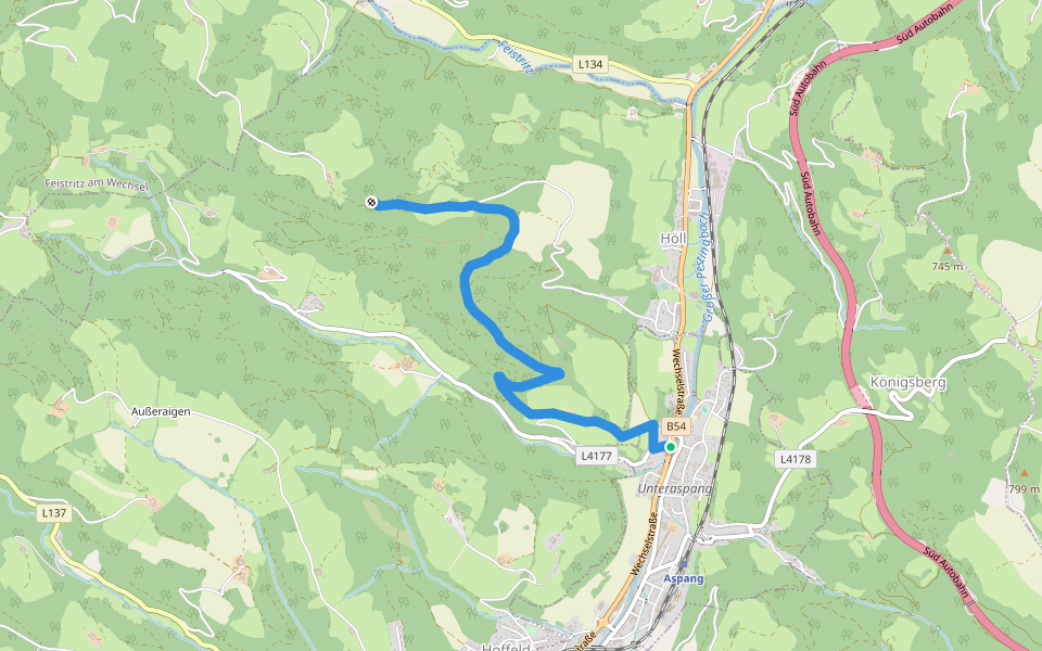 Unteraspang - Saurerhütte walking route map in Aspang Markt