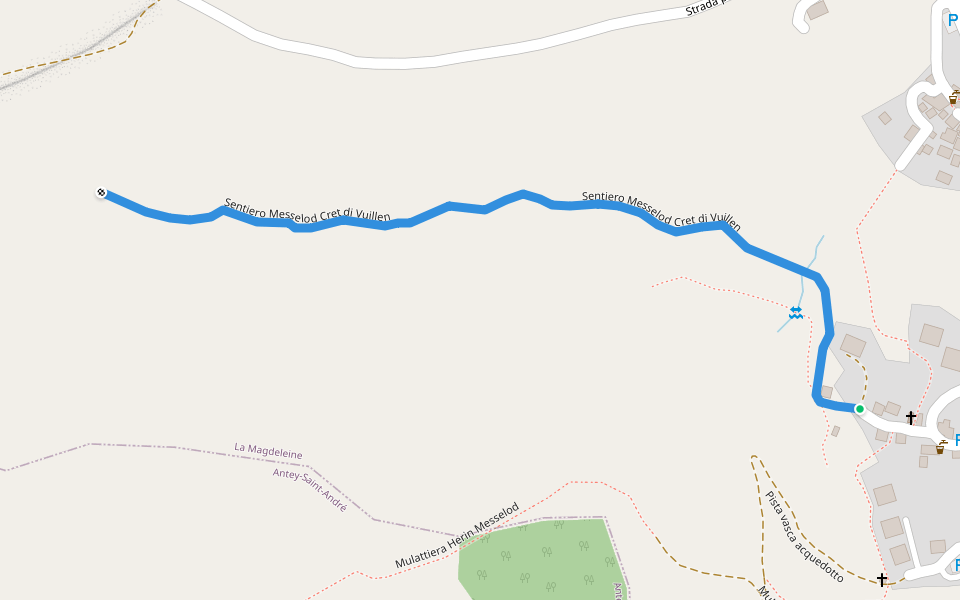 Sentiero Messelod Cret di Vuillen walking route map in Brengon