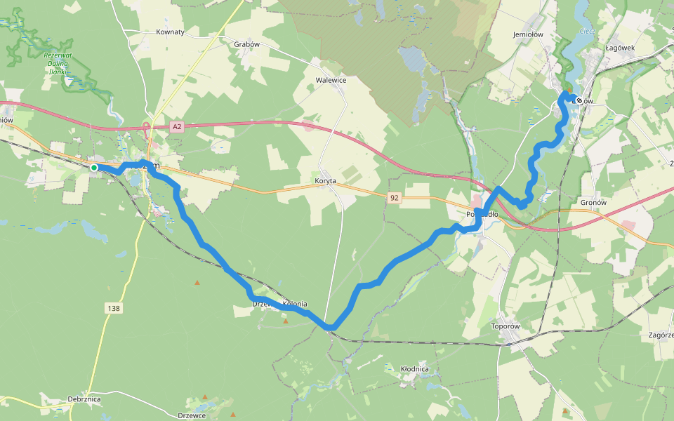 Torzym PKP - Łagów walking route map in Torzym