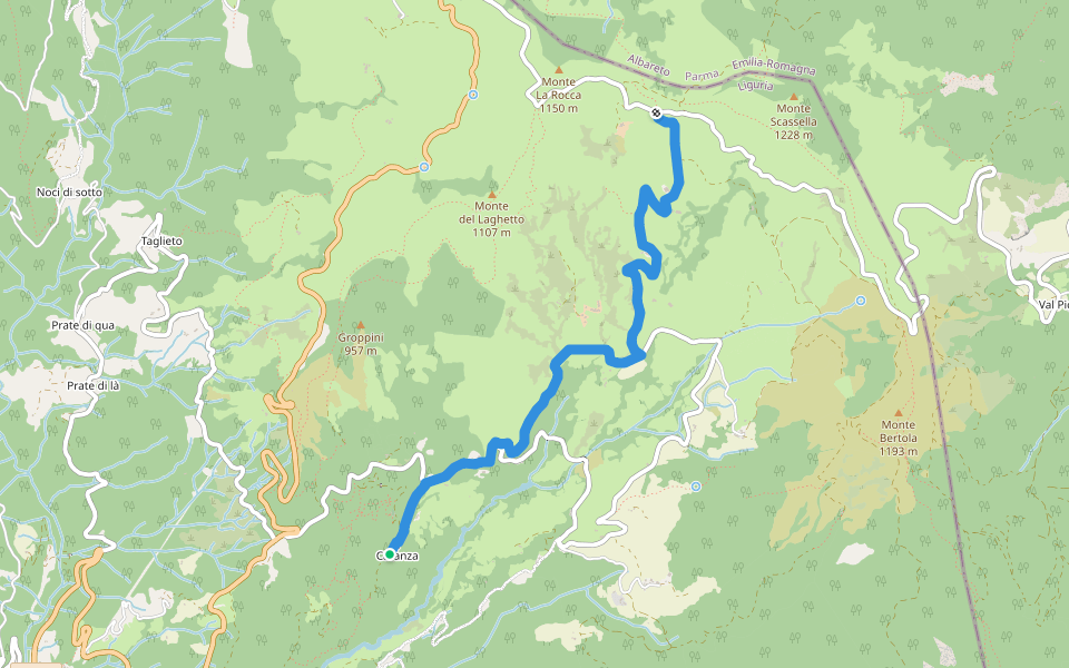 Caranza - AVML Scassella walking route map in Caranza