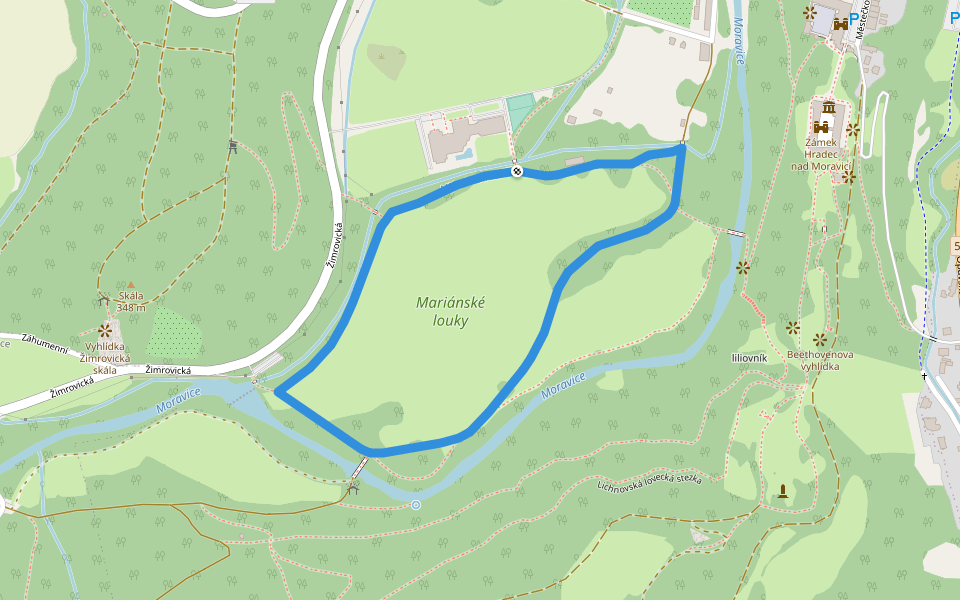 Naučná stezka Mariánské louky walking route map in Hradec nad Moravicí