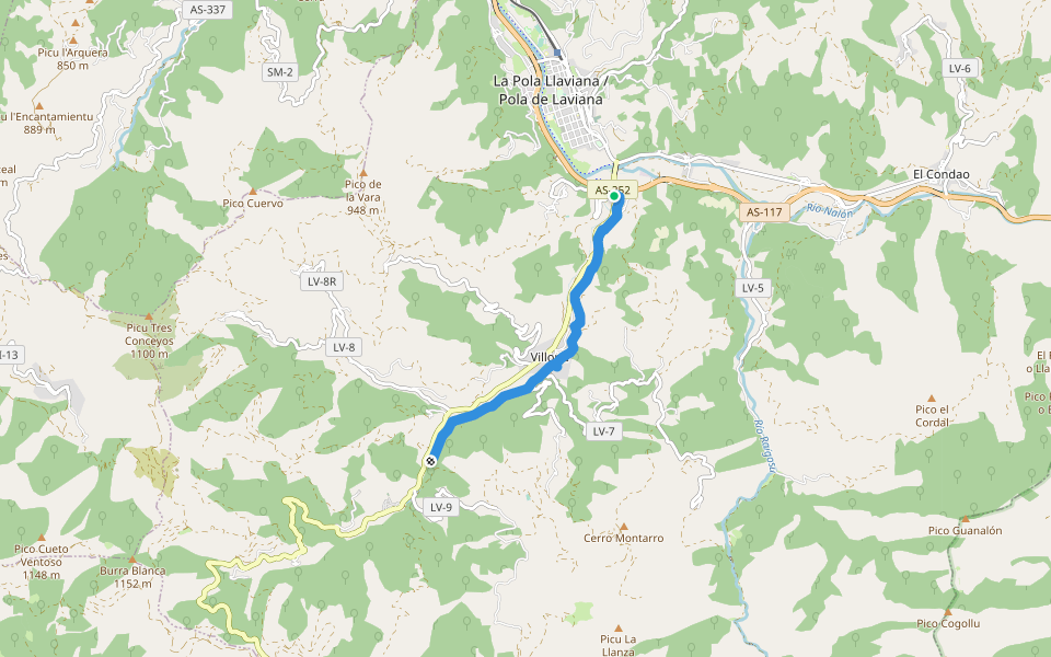 PR-AS 165 Puente de Arco - Tolivia walking route map in Entrialgo