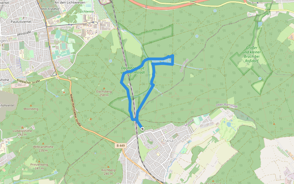 Rundwanderweg 2: Fischteich - Weg walking route map in Mühltal