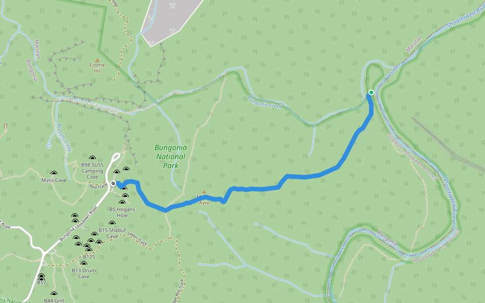 White Track walking route map in Bungonia
