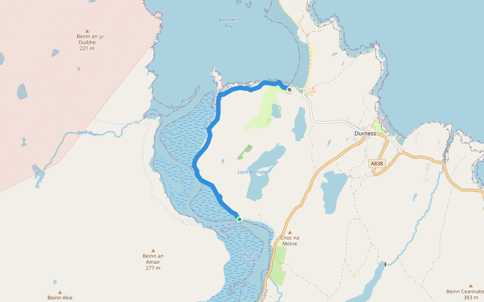 Klye Coastal Route to Balnakeil walking route map in Keoldale