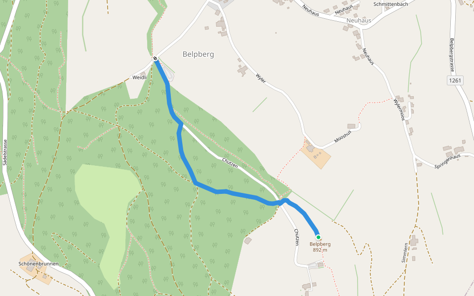 Belpberg/Weidli - Belpberg/Chutze walking route map in Belp