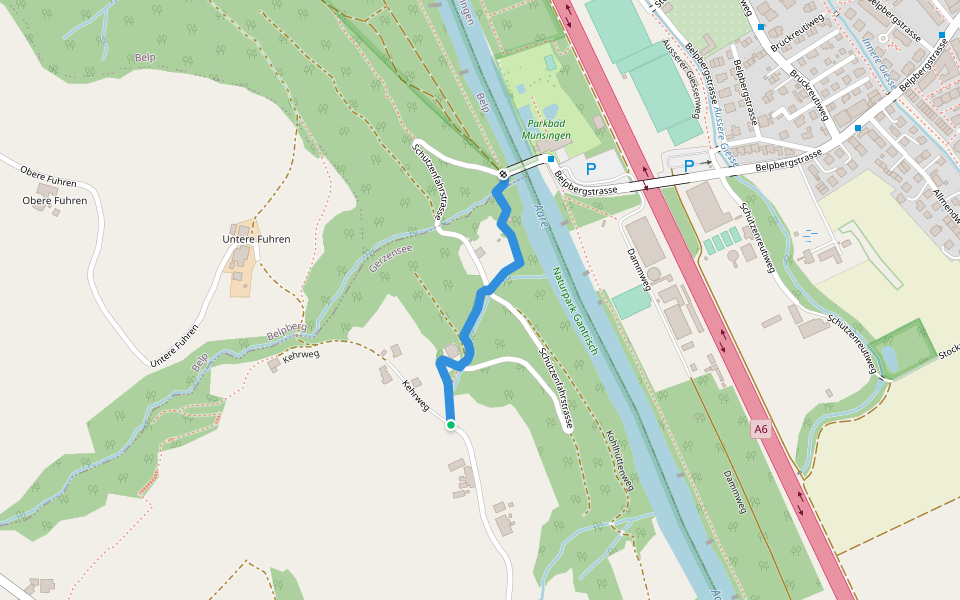 Rohrmatt - Schützenfahrbrügg walking route map in Gerzensee