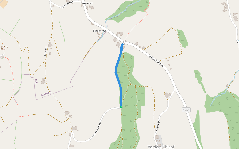 Simmlerenmoos - Hinter Chlapf walking route map in Gerzensee