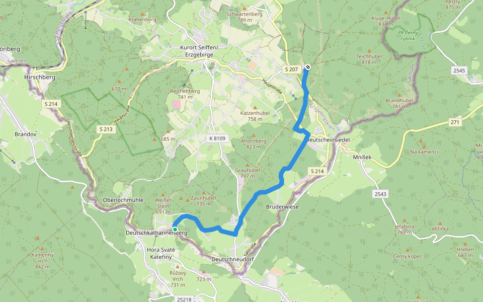 Ww Deutschkatharinenberg - Brüderwiese - Bad Einsiedel walking route map in Deutschneudorf