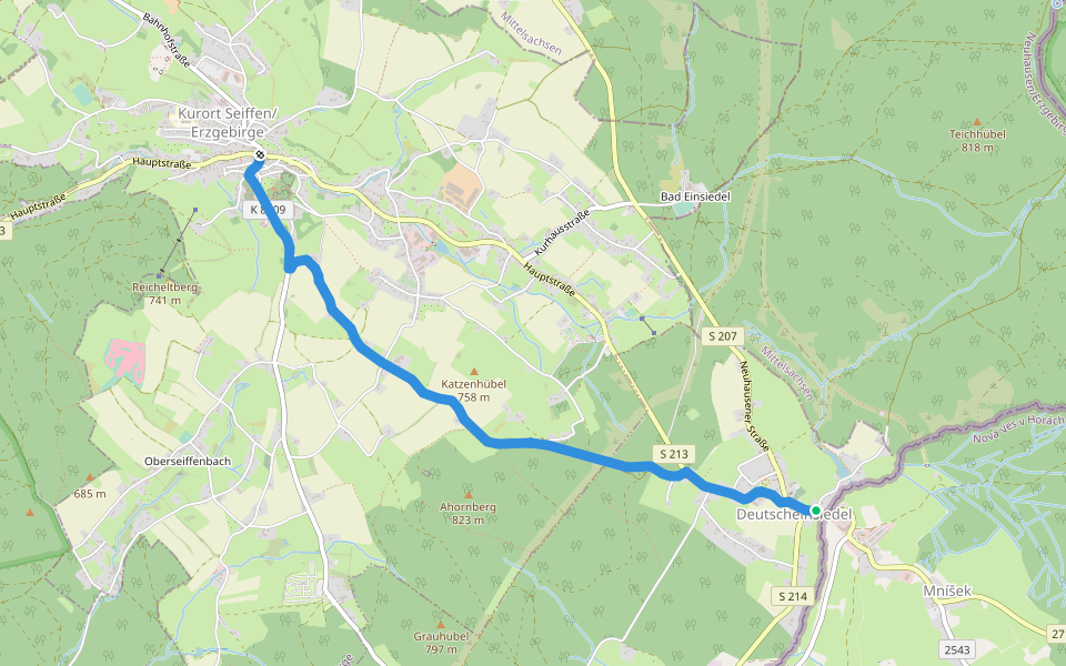 Ww Deutscheinsiedel - Seiffen walking route map in Deutschneudorf
