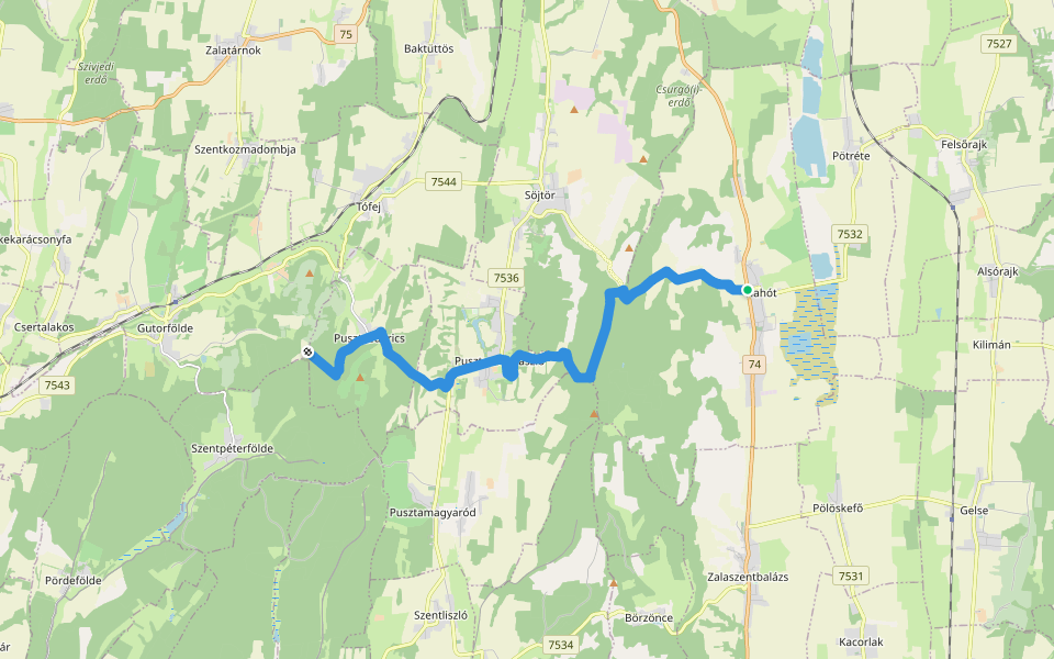 Z walking route map in Hahót