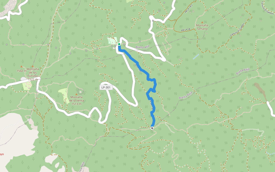 SL LP 132 Rastplatz Pared Vieja - Camino de La Faya walking route map in Breña Baja