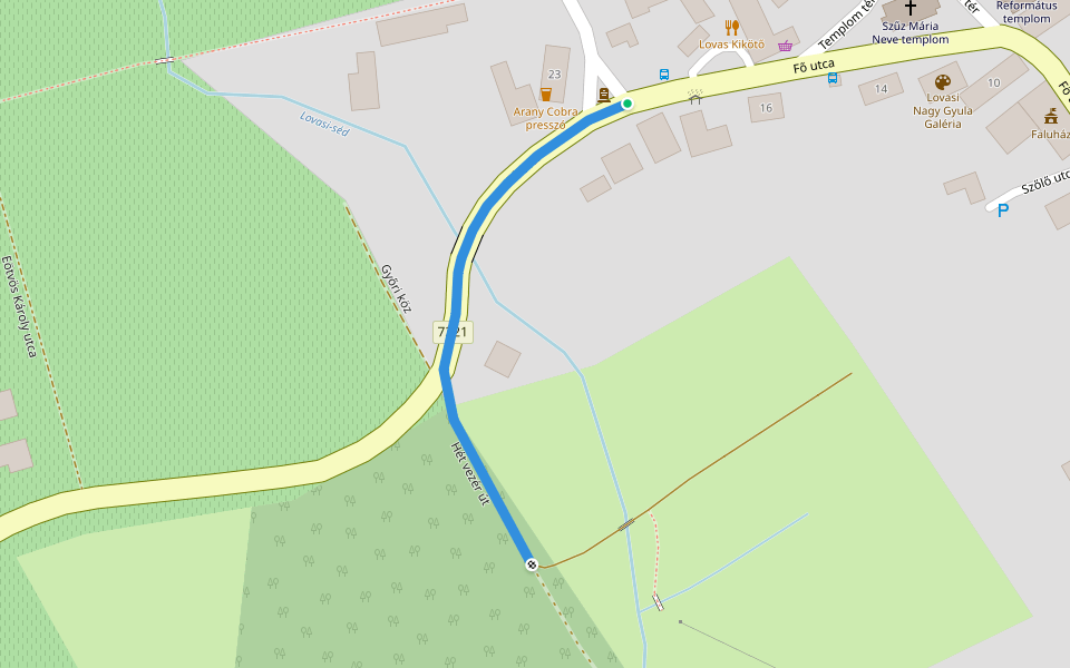 K● (Lovas, Savanyúvíz-forrás) walking route map in Lovas