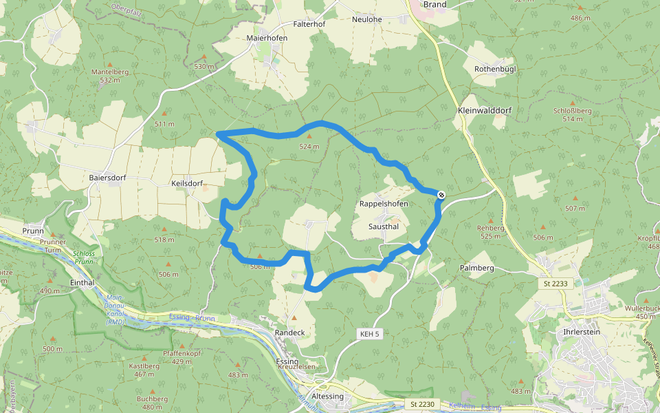 Rundweg Essing 19 walking route map in Ihrlerstein