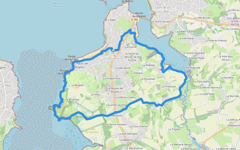 Autour de Lancieux walking route map in Lancieux