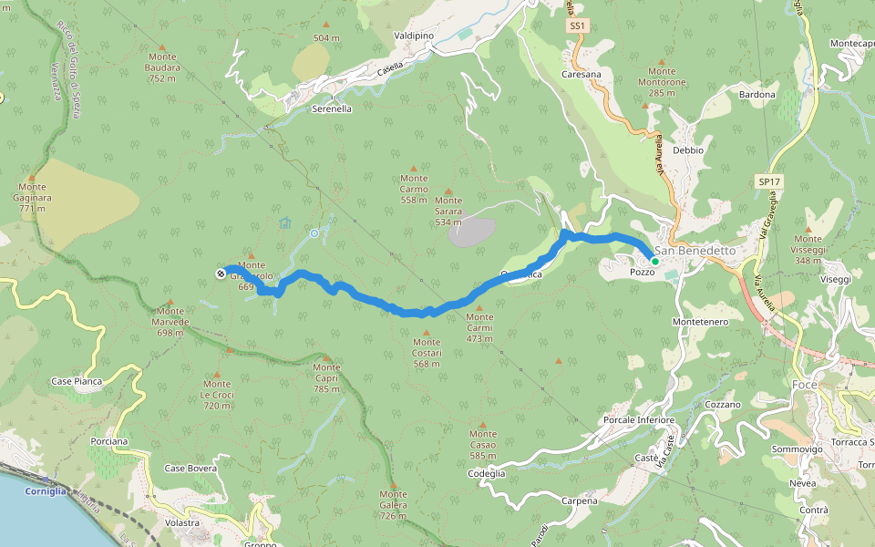 S.Benedetto – Quaratica – Sella del Termo – Aia del Cane walking route map in San Benedetto