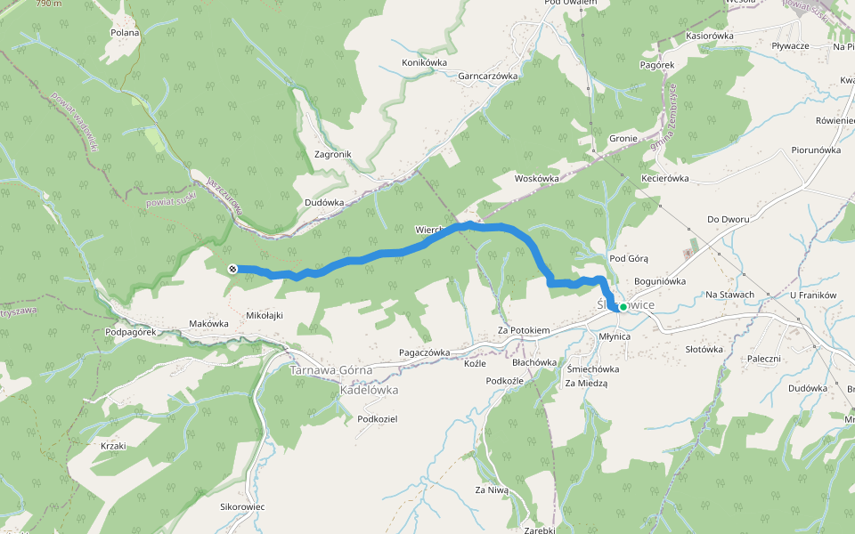 Pod Makowską Górą - Ślaszowice walking route map in Śleszowice