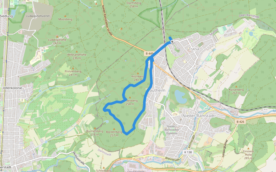 Rundwanderweg 4: Lindenberg - Weg walking route map in Mühltal
