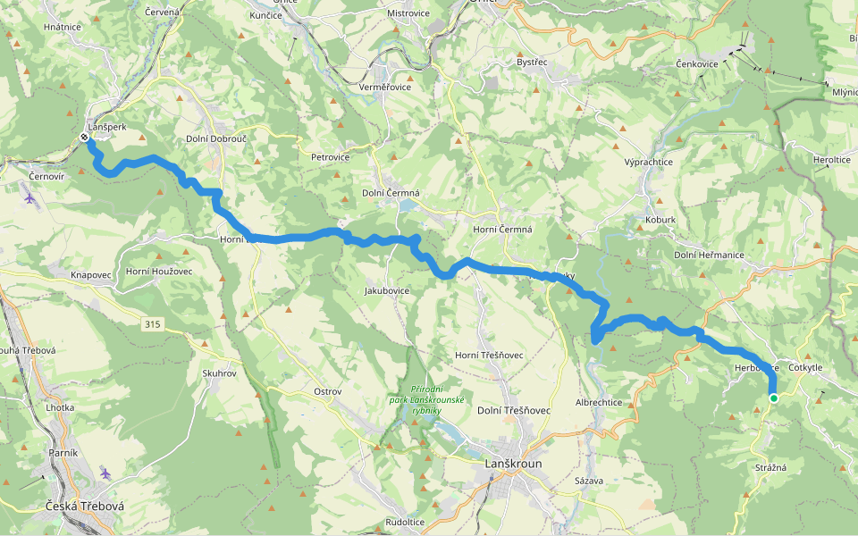 [Ž] Lanšperk-Mariánská hora walking route map in Cotkytle