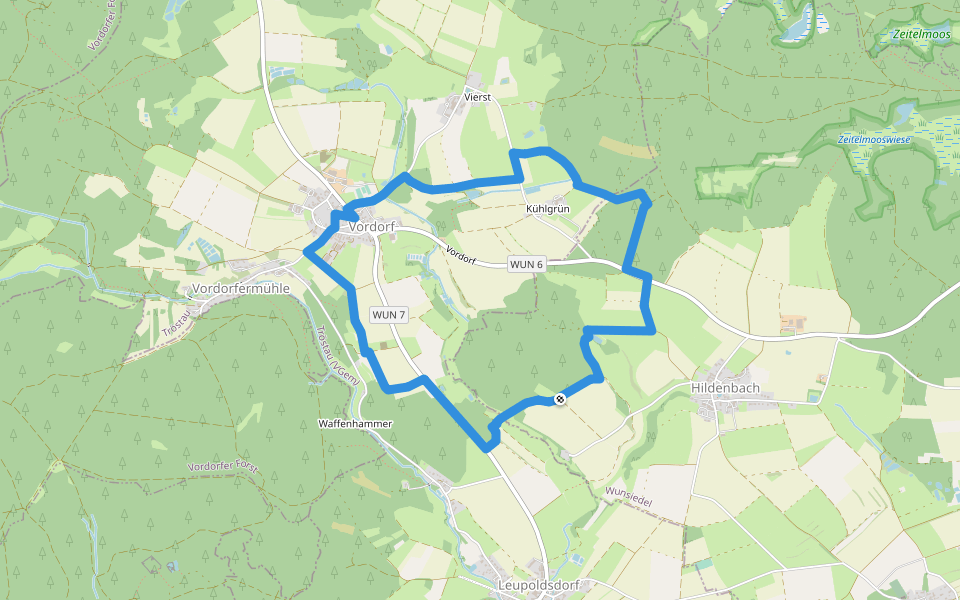 Vordorf Rundwanderweg Nr. 2 walking route map in Wunsiedel