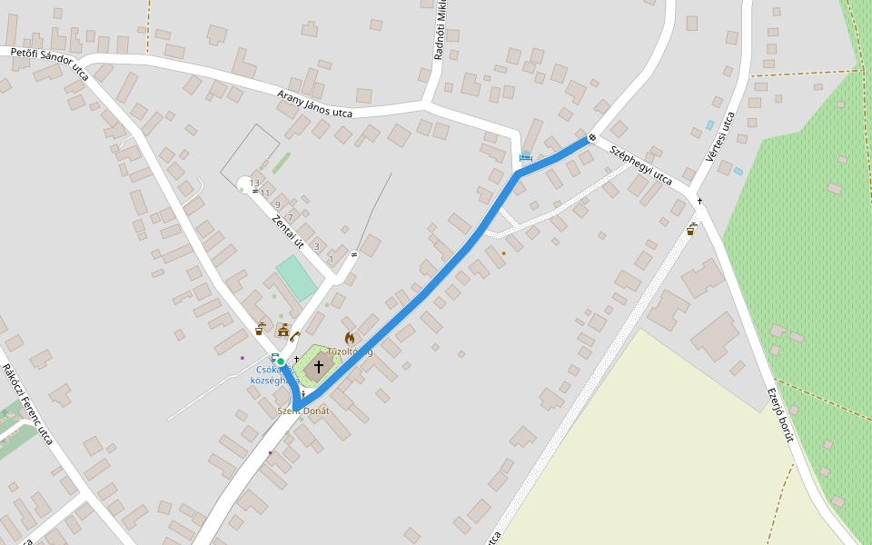 K4 (Csókakő – Aranyhegyi szőlők) walking route map in Csókakő