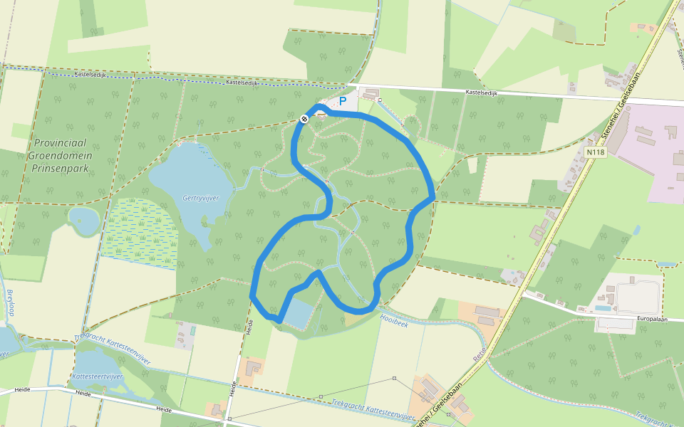 Blauwe Wandeling walking route map in Geel