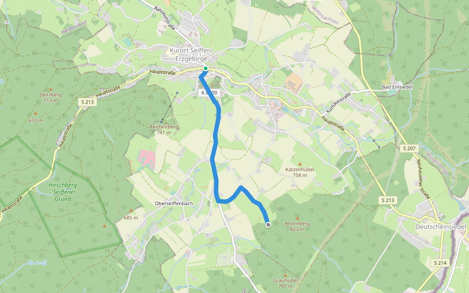 Ww Seiffen - Schutzhütte am Rundweg walking route map in Kurort Seiffen/Erzgeb.