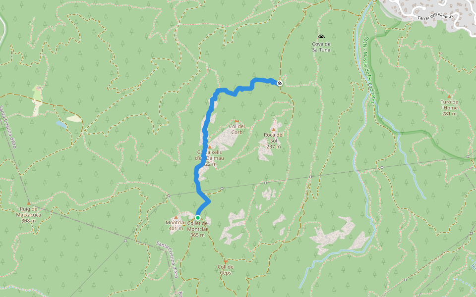 sender local Els Carcaixells walking route map in Santa Cristina d'Aro