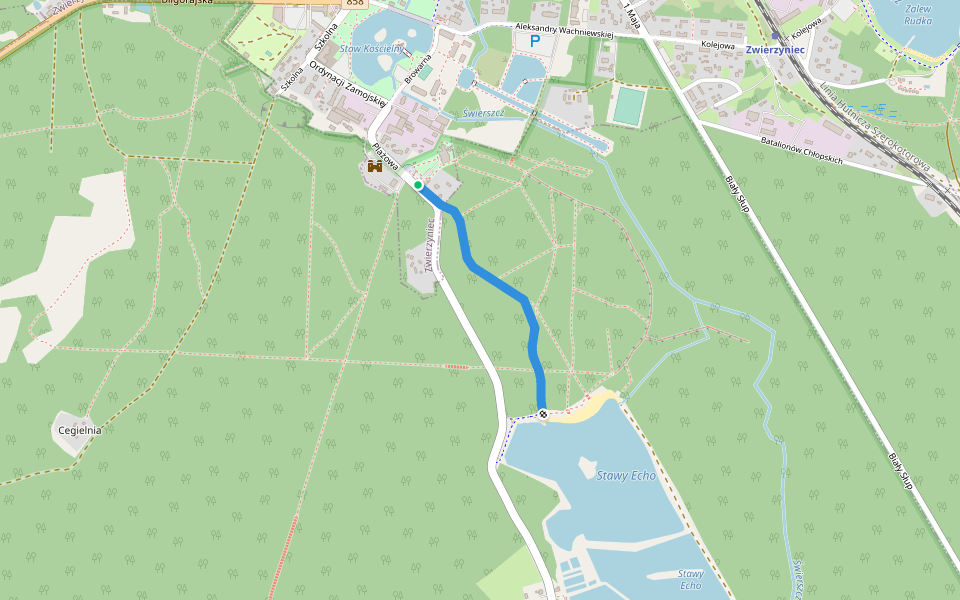 Ścieżka do stawów "Echo" walking route map in Zwierzyniec