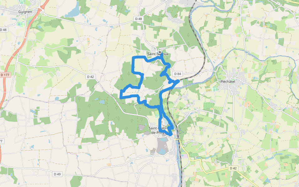 Circuit de Montserrat walking route map in Saint-Senoux