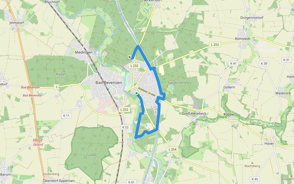 Strecke Nr. 8 (Fitness-Weg) walking route map in Bad Bevensen