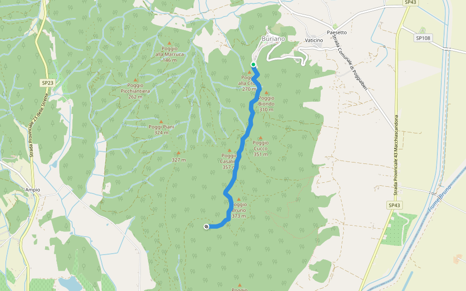 Sentiero del Romitorio walking route map in Buriano