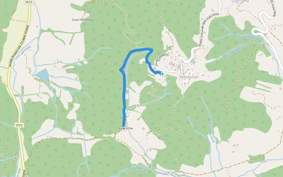 Strada delle Capannacce walking route map in Vetulonia
