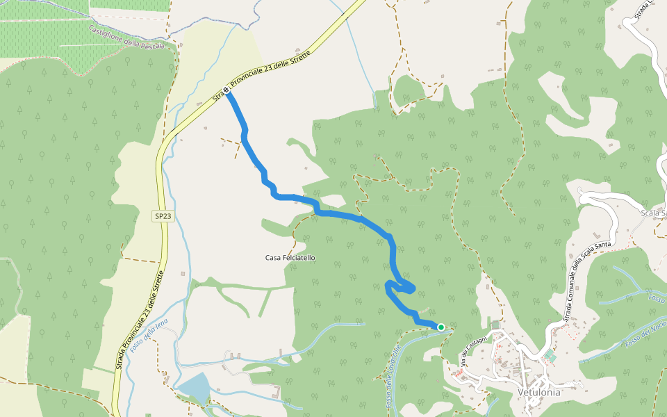 Strada delle Vigne walking route map in Vetulonia