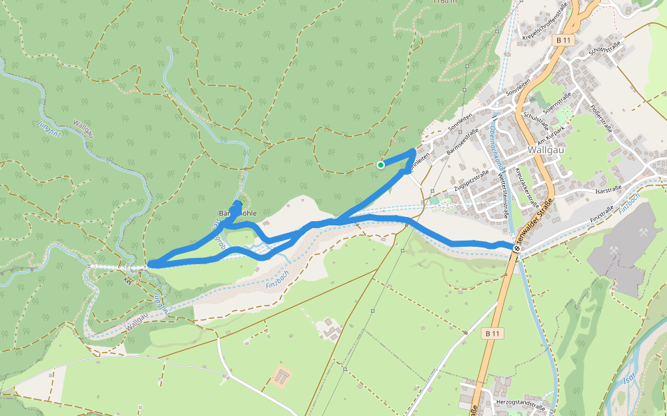 Wanderweg 415 (blau) walking route map in Wallgau