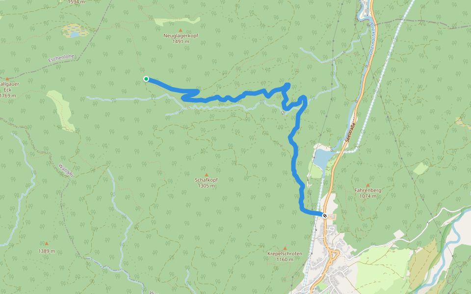 Wanderweg 470 (blau) walking route map in Wallgau