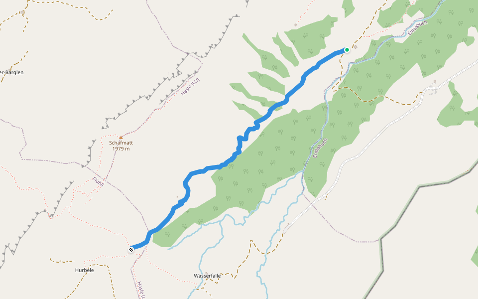Chlusmättili - Wasserfallenegg walking route map in Entlebuch
