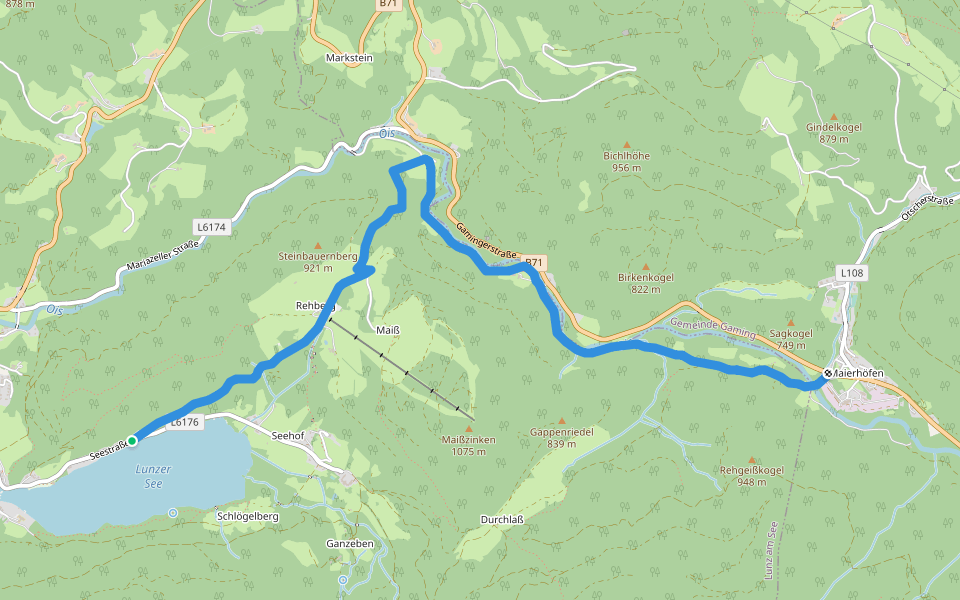 Lunz am See - Maierhöfen und weiter walking route map in Lunz am See