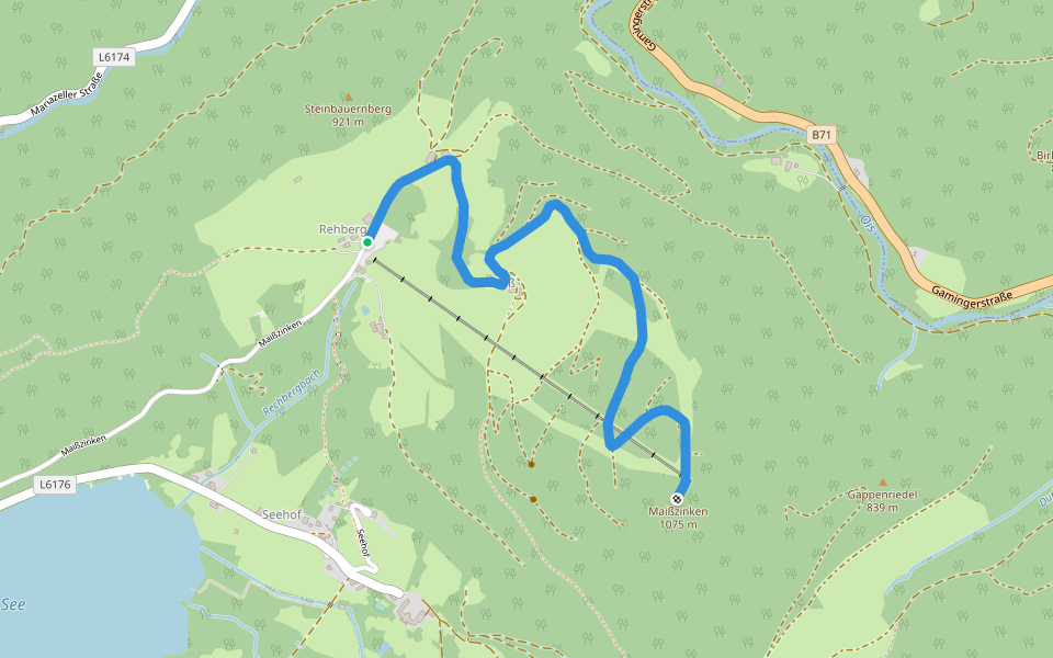 Lunz am See, Almgasthaus Rehberg - Maißzinken walking route map in Lunz am See