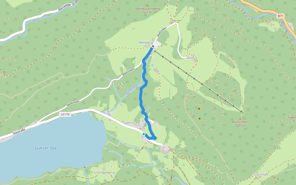 Lunz am See, Parkplatz Biologische Station - Almgasthaus Rehberg walking route map in Lunz am See