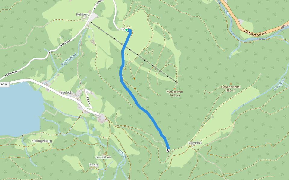Lunz am See, Maisser Bauer - Durchlasssattel (Anschluß 06) walking route map in Lunz am See