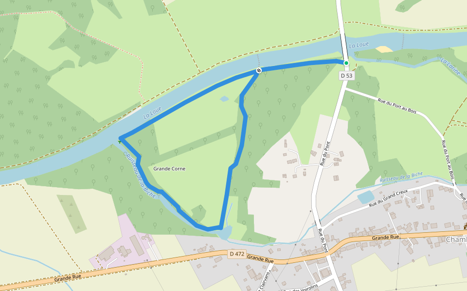 Ounans walking route map in Chamblay