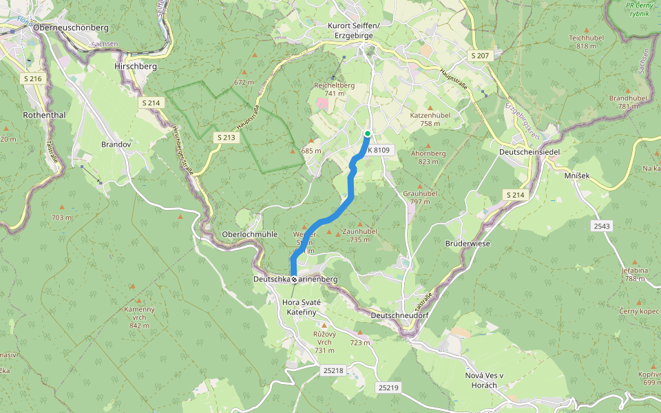 Ww Oberseiffenbach - Deutschkatharinenberg walking route map in Kurort Seiffen/Erzgeb.