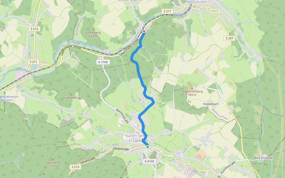 Ww Seiffen - Dittersbach walking route map in Kurort Seiffen/Erzgeb.