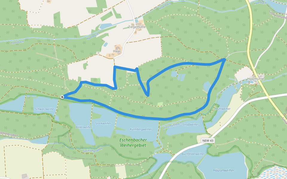Holzmühle Rundweg 1 walking route map in Schlammersdorf