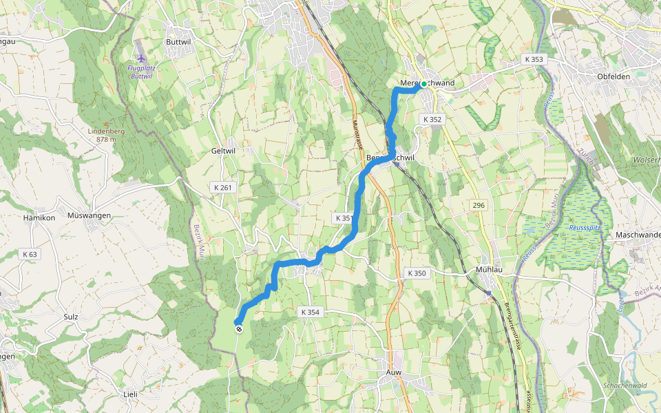 Merenschwand - Horben walking route map in Merenschwand