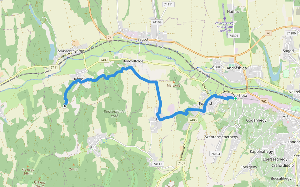 P+ walking route map in Zalaegerszeg