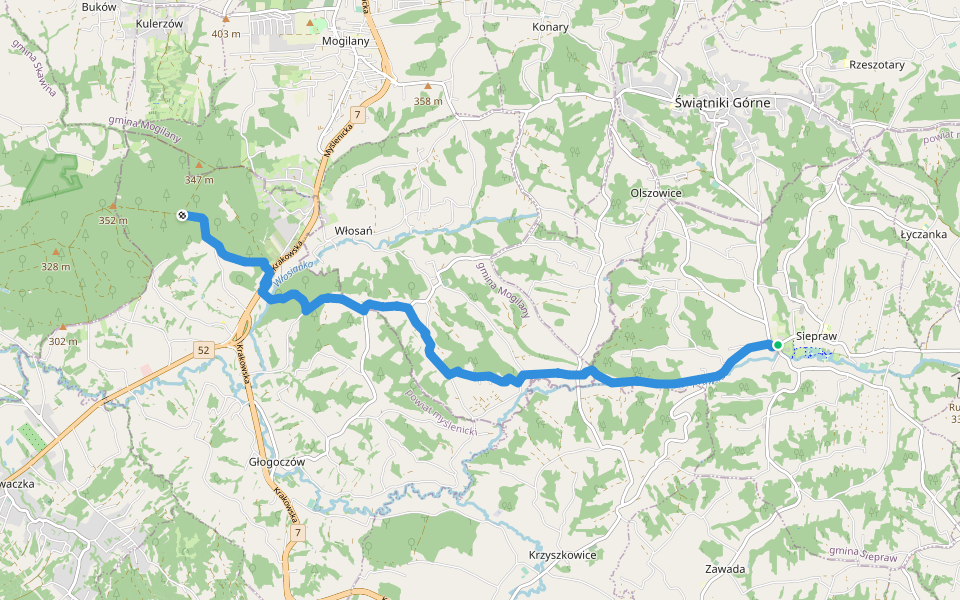 Siepraw - Bronaczowa walking route map in Siepraw